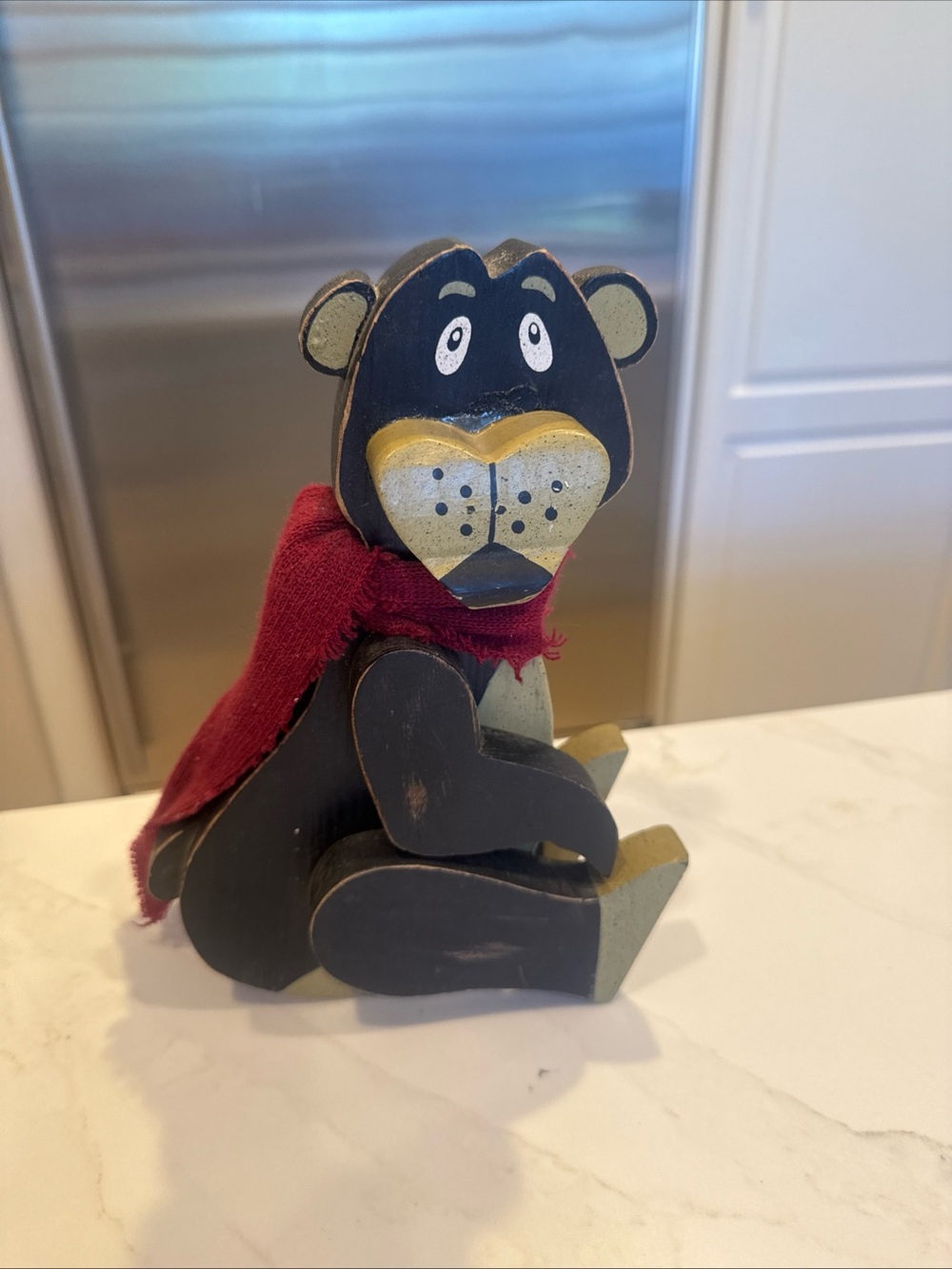 Decorative Wooden Black Bear Figurine Shelf Sitter Movable Arms & Legs